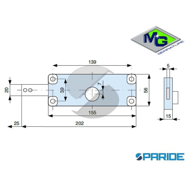 SERRATURA LATERALE 601001 PER SERRANDE DESTRA MG 601001000 CON CLINDRO