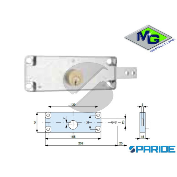 SERRATURA LATERALE 601002 PER SERRANDE SINISTRA MG...