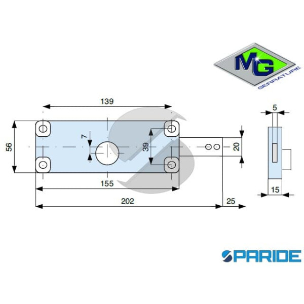 SERRATURA LATERALE 601002 PER SERRANDE SINISTRA MG 601002000 CON CLINDRO