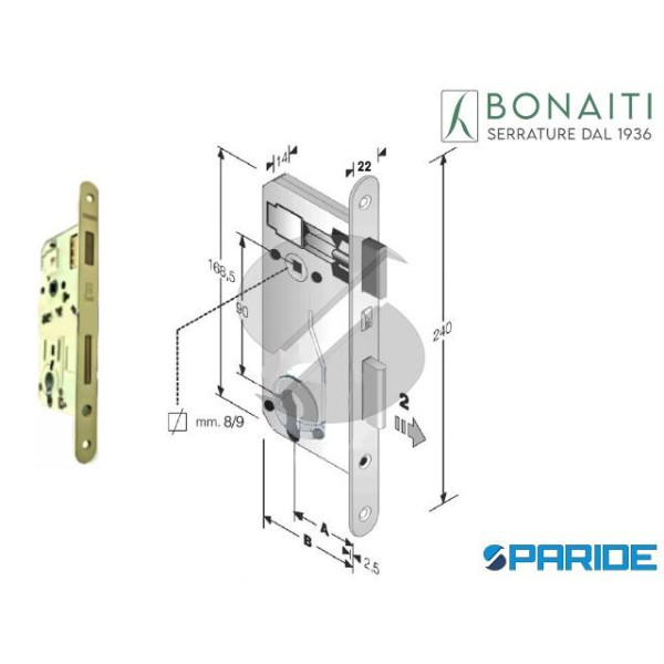 SERRATURA MAGNETICA E 40 E90 B-EVO BONAITI OTTONE ...