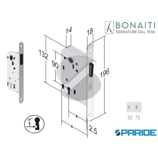 SERRATURA MAGNETICA E 50 B-TWIN BONAITI CROMO SATI...