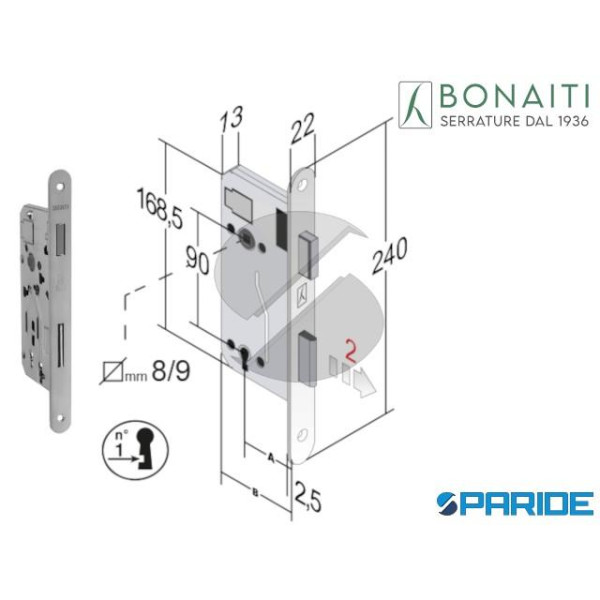 SERRATURA MAGNETICA E 50 E40 B-EVO BONAITI CROMO S...