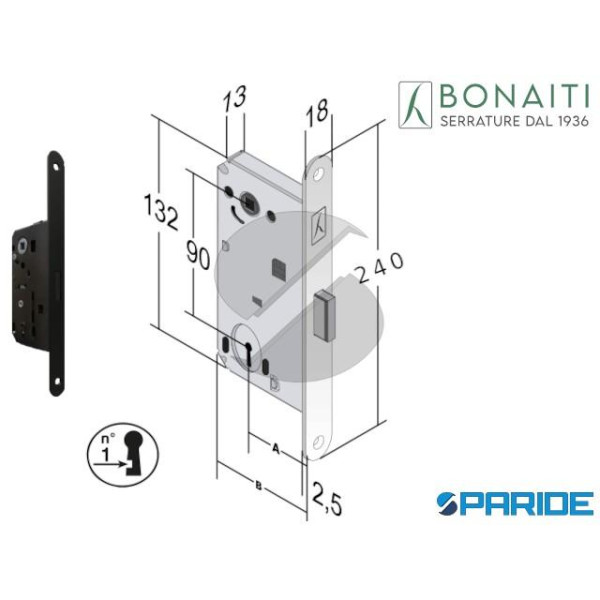 SERRATURA MAGNETICA E 50 N80 B FORTY BONAITI NERO ...