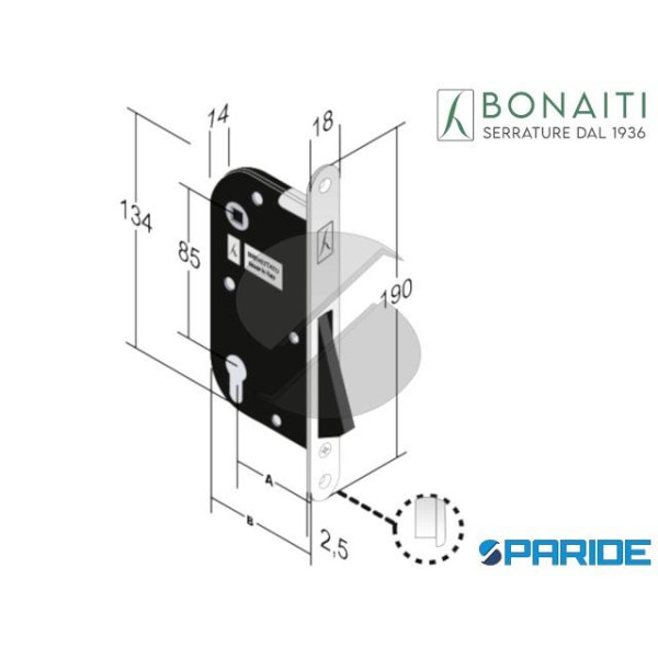 SERRATURA MAGNETICA E 50 S 909 B ONE BONAITI CROMO...