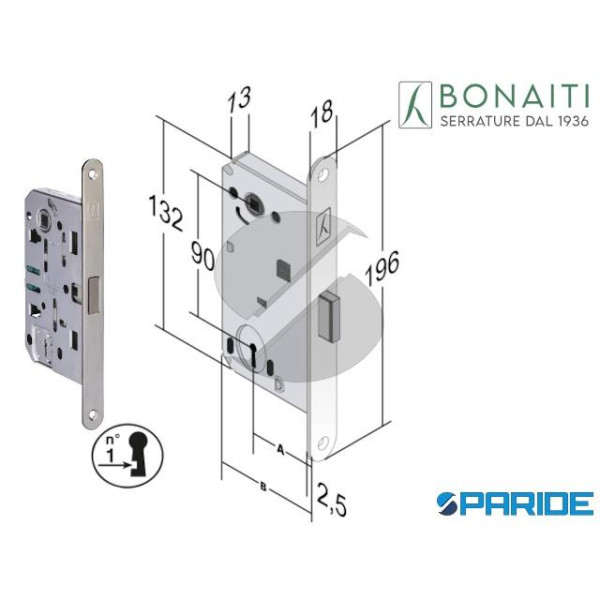 SERRATURA MAGNETICA E 50 V65 B FORTY NG BONAITI CR...