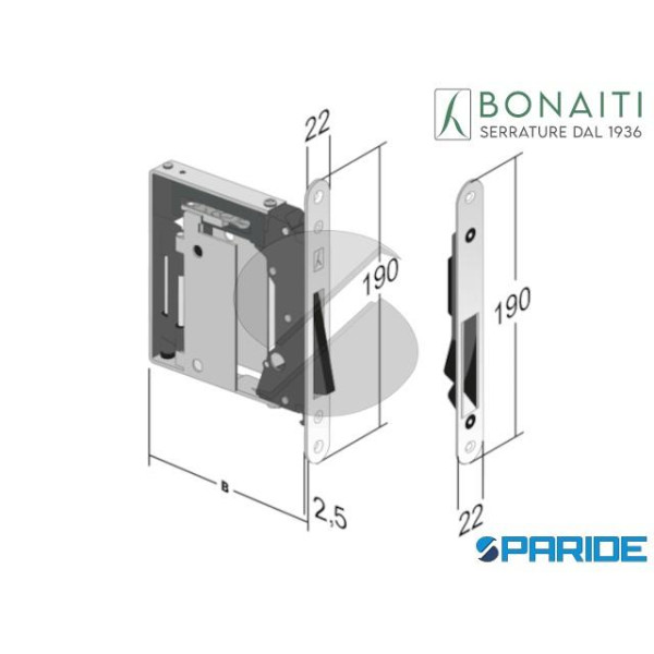 SERRATURA MAGNETICA S 938 MINI B NO-HA E28 BONAITI + G992 CROMO SATINATO 48938050U7