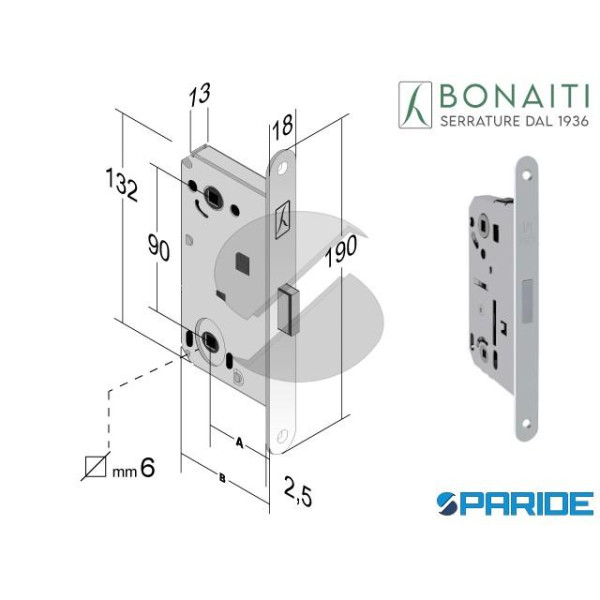 SERRATURA MAGNETICA WC E 50 N61 B FORTY BONAITI CR...