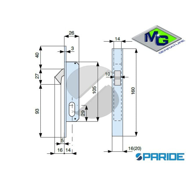 SERRATURA MONTANTE E 14 908142000 MG GANCIO RIENTRANTE