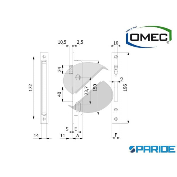 SERRATURA MONTANTE E 15 350 F22 OMEC
