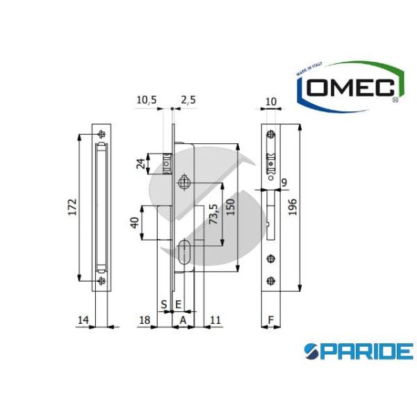 SERRATURA MONTANTE E 15 352 OMEC