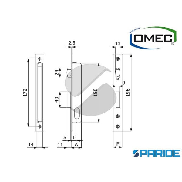 SERRATURA MONTANTE E 20 320 OMEC