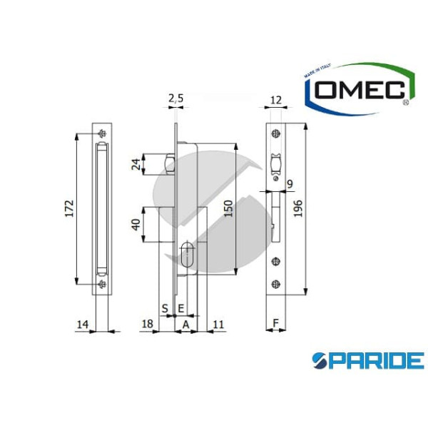 SERRATURA MONTANTE E 20 322 OMEC