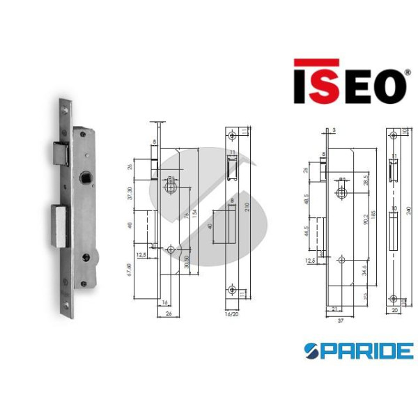 SERRATURA MONTANTE E 21 901KE ISEO SPILLO F 20 901...