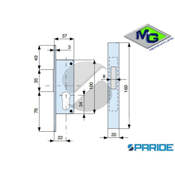 SERRATURA MONTANTE E 22 923220000 MG INFILARE