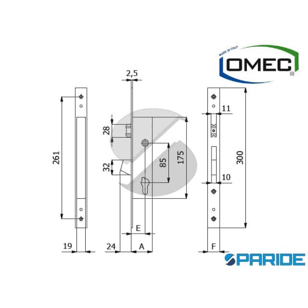 SERRATURA MONTANTE E 25 1435 OMEC RULLO