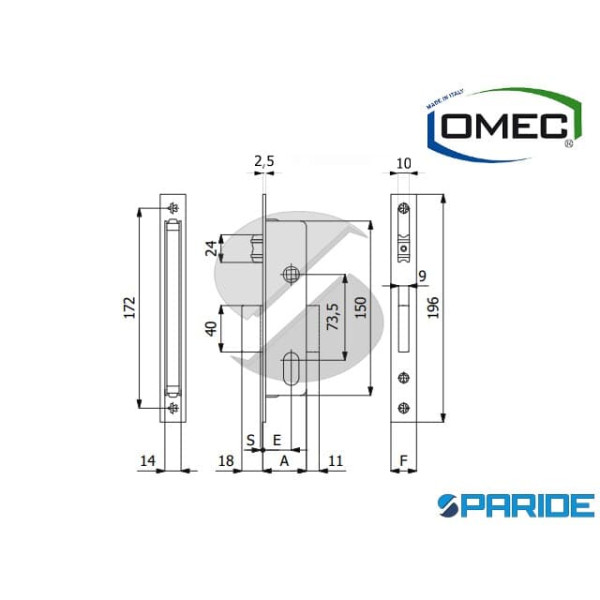 SERRATURA MONTANTE E 25 348 OMEC RULLO