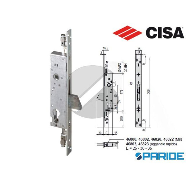 SERRATURA MONTANTE E 25 46800 CISA INFILARE