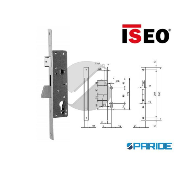 SERRATURA MONTANTE E 25 781251B ISEO F INOX ELECTA