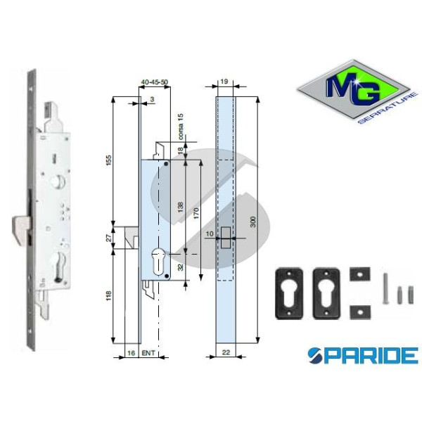 SERRATURA MONTANTE E 25 934250AX1 MG GANCIO