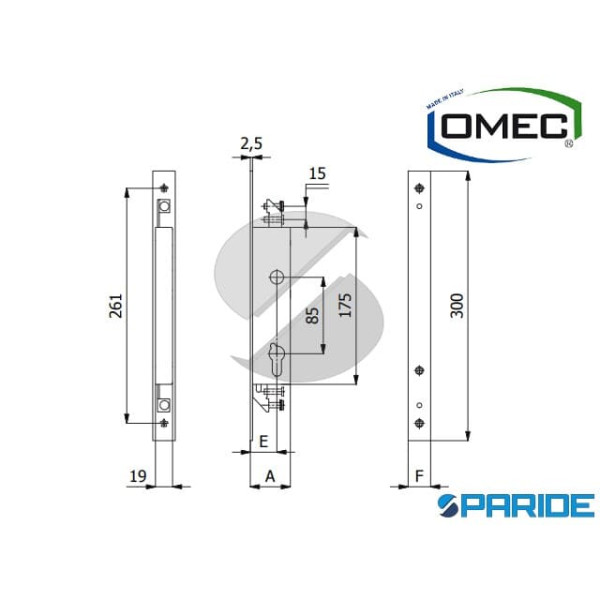 SERRATURA MONTANTE E 25 F25 1412 OMEC
