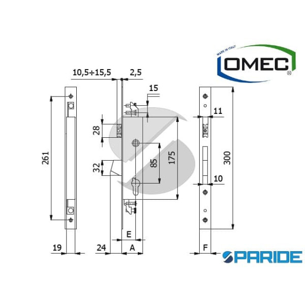 SERRATURA MONTANTE E 30 F25 1410 OMEC