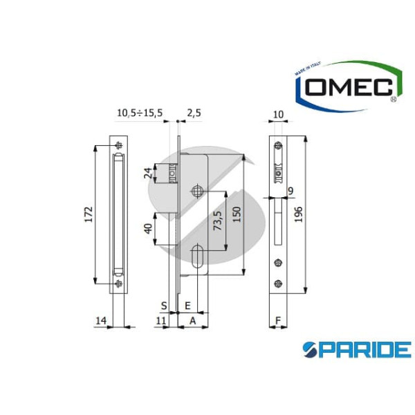 SERRATURA MONTANTE E 30 530 F22 OMEC