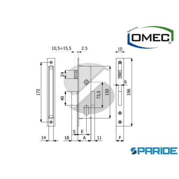 SERRATURA MONTANTE E 30 540 F22 OMEC