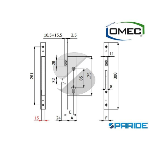 SERRATURA MONTANTE E 35 1400S OMEC