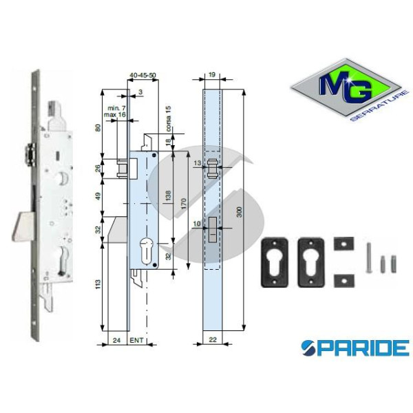 SERRATURA MONTANTE E 35 936350AX1 MG RULLO E  CATE...