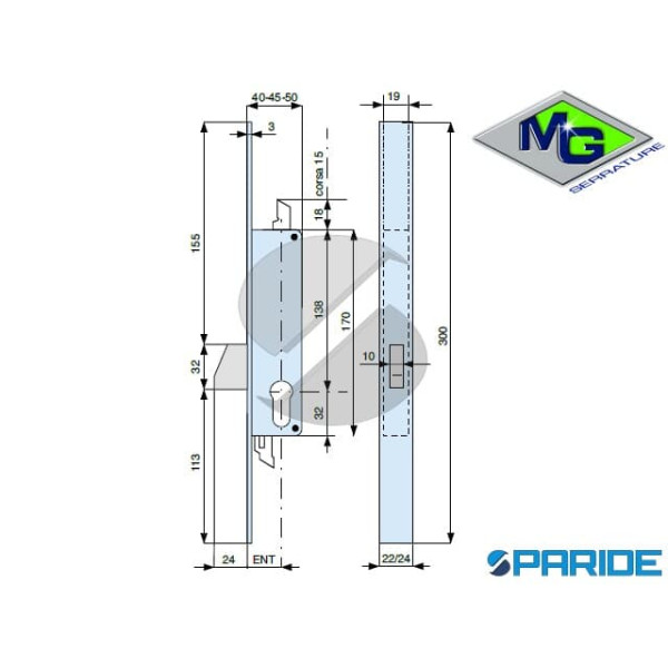 SERRATURA MONTANTE E 35 937350AX1 MG CATENACCIO