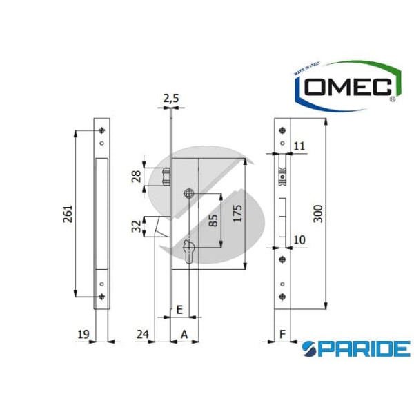 SERRATURA MONTANTE E 35 F25 1405 OMEC RULLO