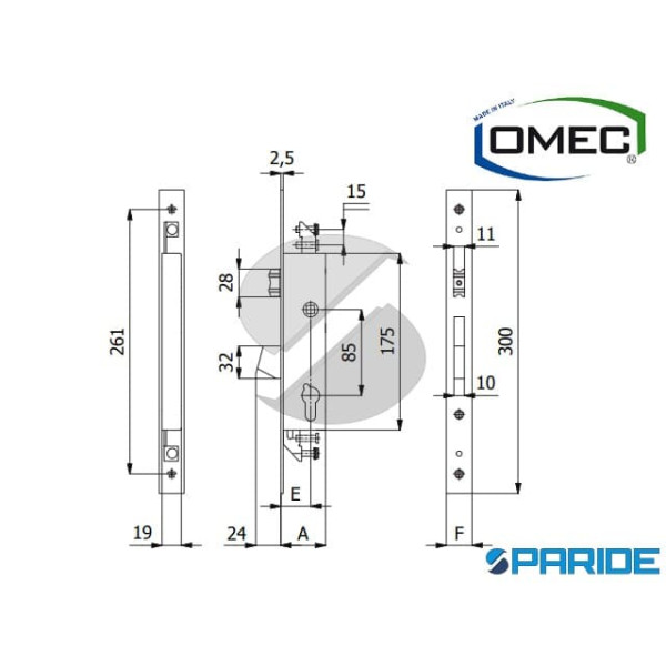 SERRATURA MONTANTE E 35 F25 1415 OMEC RULLO