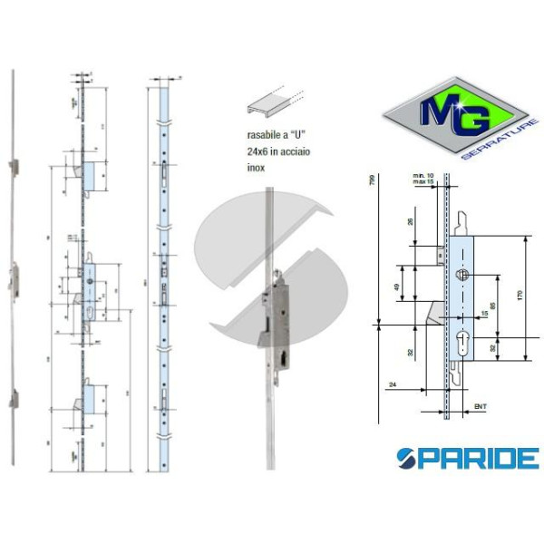 SERRATURA MULTIPUNTO E 25 950251AX1 MG F 24 2300 M...