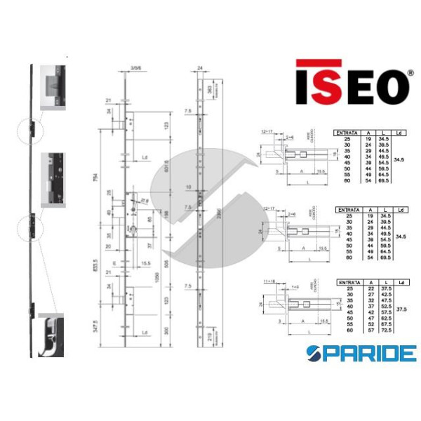 SERRATURA MULTIPUNTO E 30 PERFORMA 7235013008 ISEO