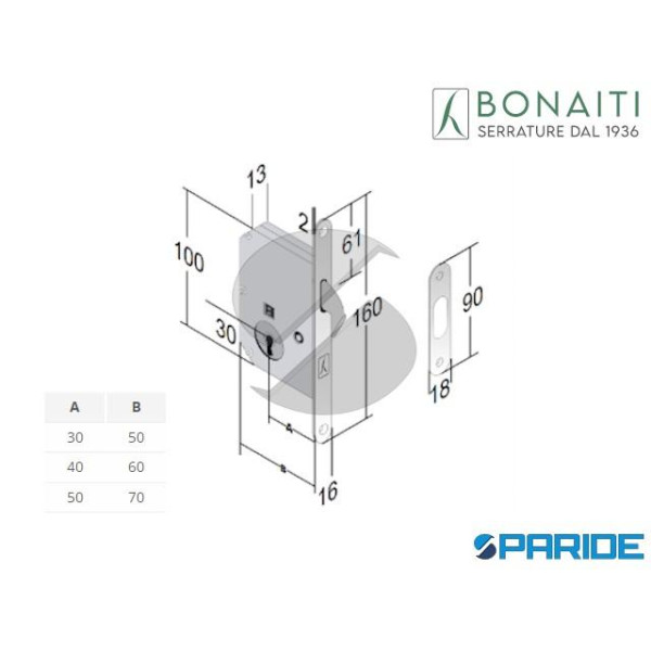 SERRATURA PATENT 16X160 GANCIO E 30 CROMO SATINATO...