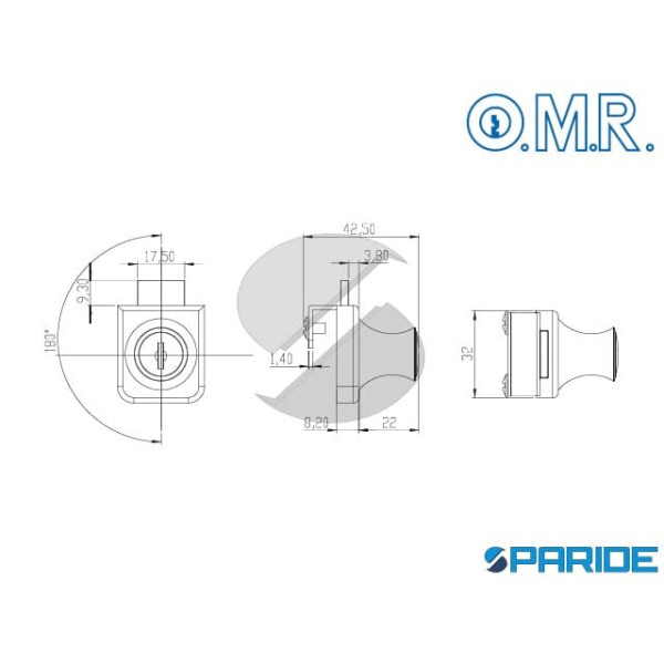 SERRATURA PER ANTA SINGOLA IN VETRO CON POMELLO 220358 OMR