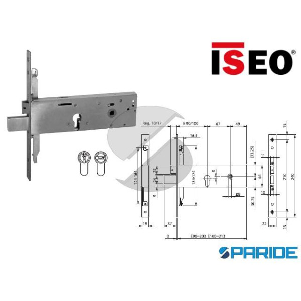 SERRATURA PER FASCE E 100 963120102 ISEO INOX