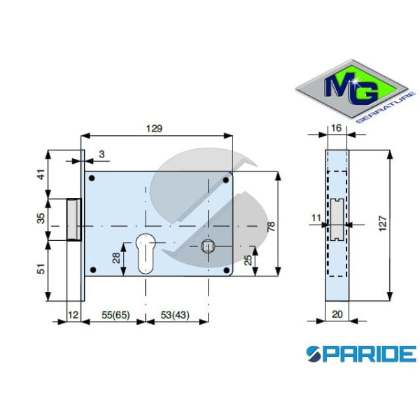 SERRATURA PER FASCE E 55 312550000 MG