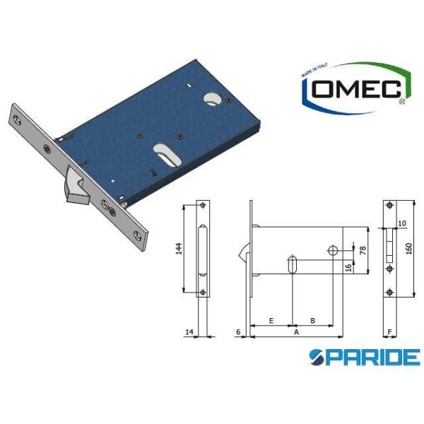 SERRATURA PER FASCE E 60 376 OMEC GANCIO