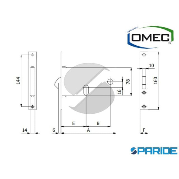 SERRATURA PER FASCE E 60 376 OMEC GANCIO