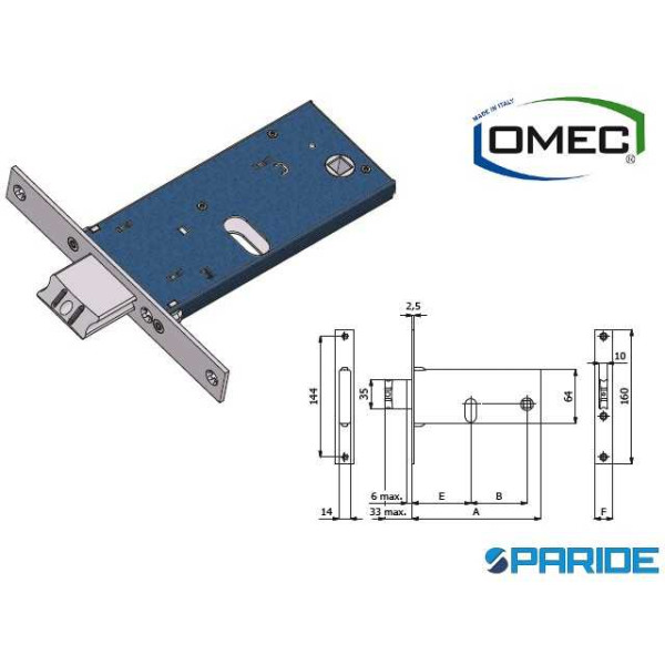 SERRATURA PER FASCE E 60 380 F22 OMEC