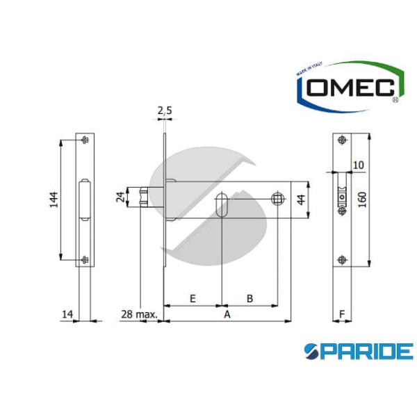 SERRATURA PER FASCE E 60 395 OMEC RULLO