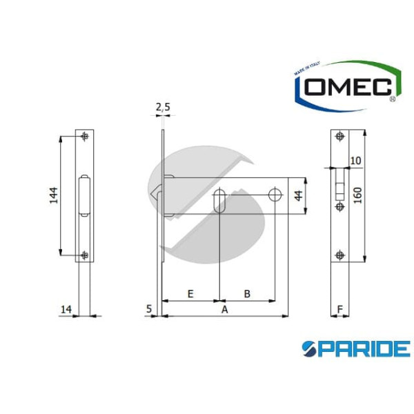 SERRATURA PER FASCE E 60 396 OMEC GANCIO