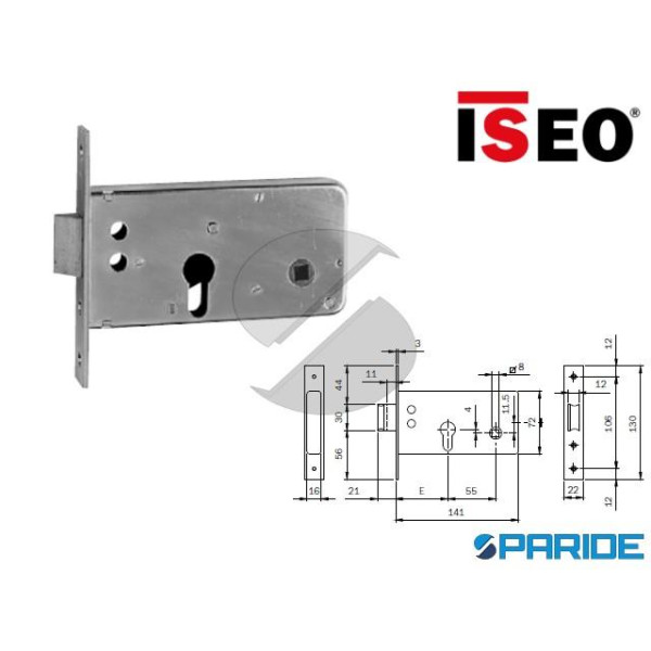 SERRATURA PER FASCE E 60 720600 ISEO CILINDRO