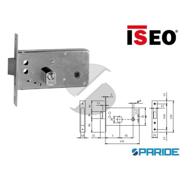 SERRATURA PER FASCE E 60 725600 ISEO CILINDRO