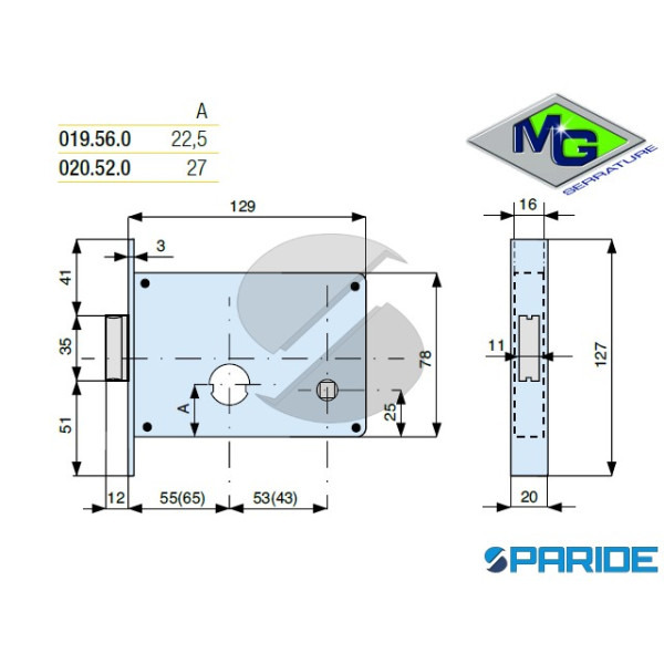 SERRATURA PER FASCE E 65 313650000 MG