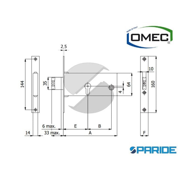 SERRATURA PER FASCE E 70 1780 F22 OMEC