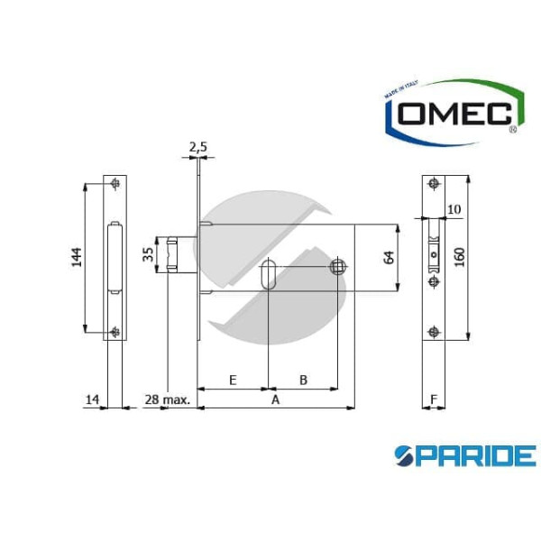 SERRATURA PER FASCE E 70 785 OMEC RULLO