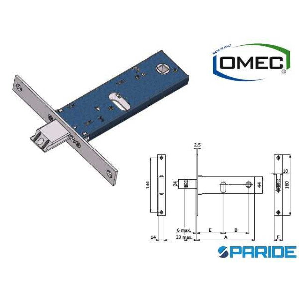 SERRATURA PER FASCE E 70 790 F22 OMEC