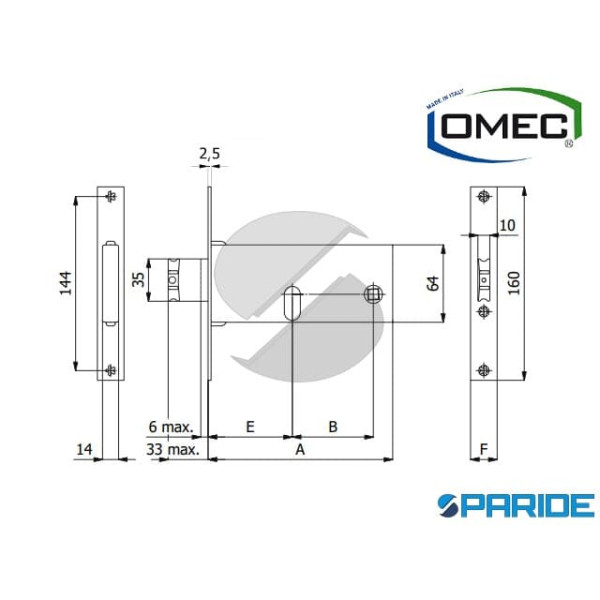 SERRATURA PER FASCE E 80 880 F22 OMEC